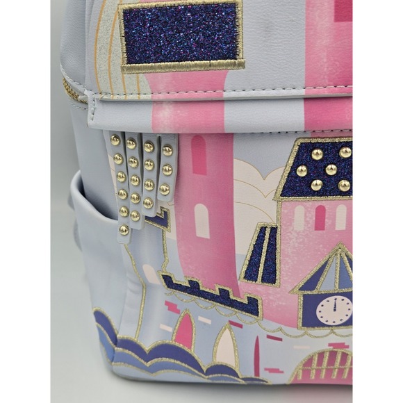 Disney Danielle Nicole Backpack Womens Princess Castle Studded Purse Bag - Picture 15 of 15